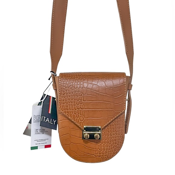 ISADORA Cuoio Made In Italy Leather Croc Crossbody - Picture 2 of 8